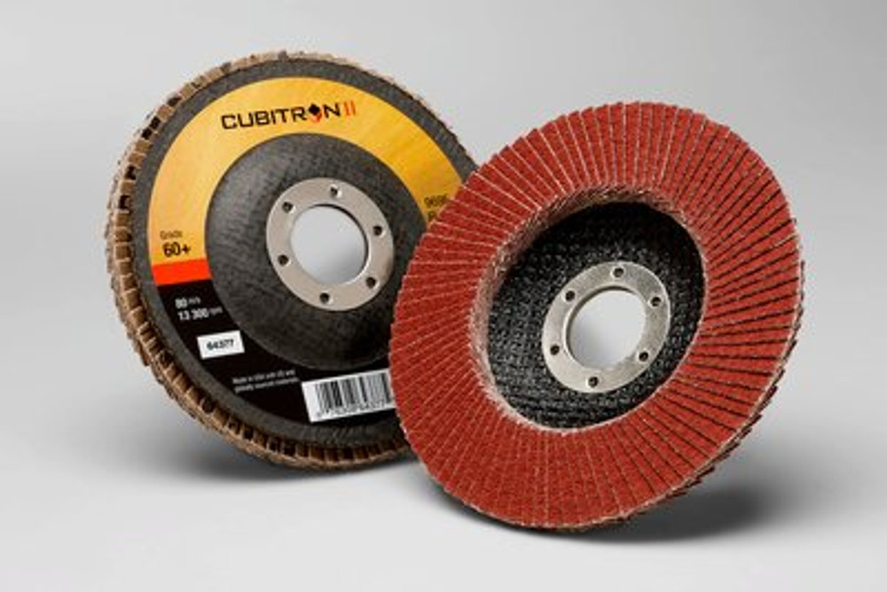 3M Cubitron II Flap Disc 969F, 40+, T29, 4-1/2 in x 7/8 in, 10 each/case 64394 Industrial 3M Products & Supplies | Maroon