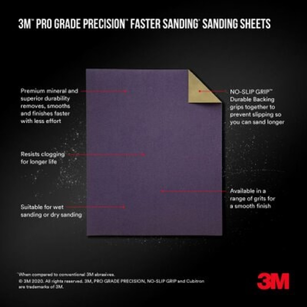 3M Pro Grade Precision Faster Sanding Sanding sheets 100 grit Medium,26100TRI-3, 9 in x 11 in, 3/pack 34268 Industrial 3M Products & Supplies