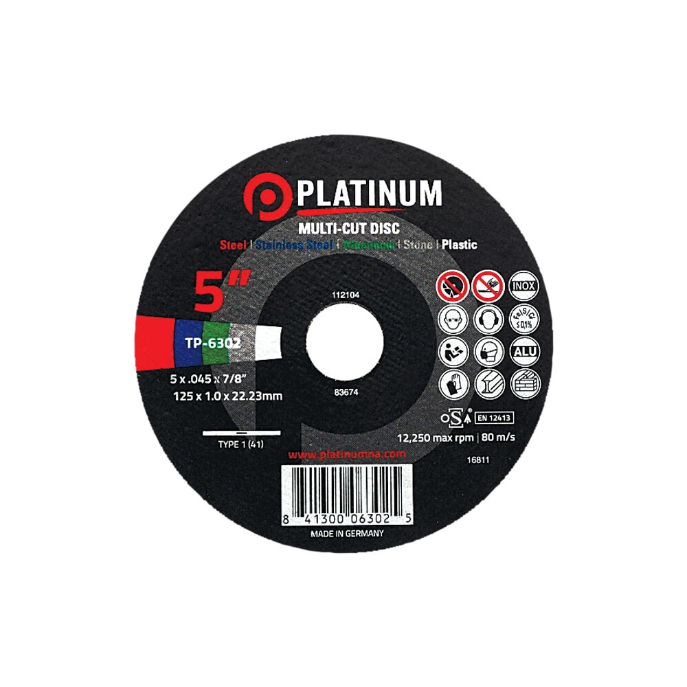 Multi-Cut Disc - Type 1 - Multi Purpose - A46Rbf - 5" X .045" X 7/8" - 12,250 Rpm - Tp-6302