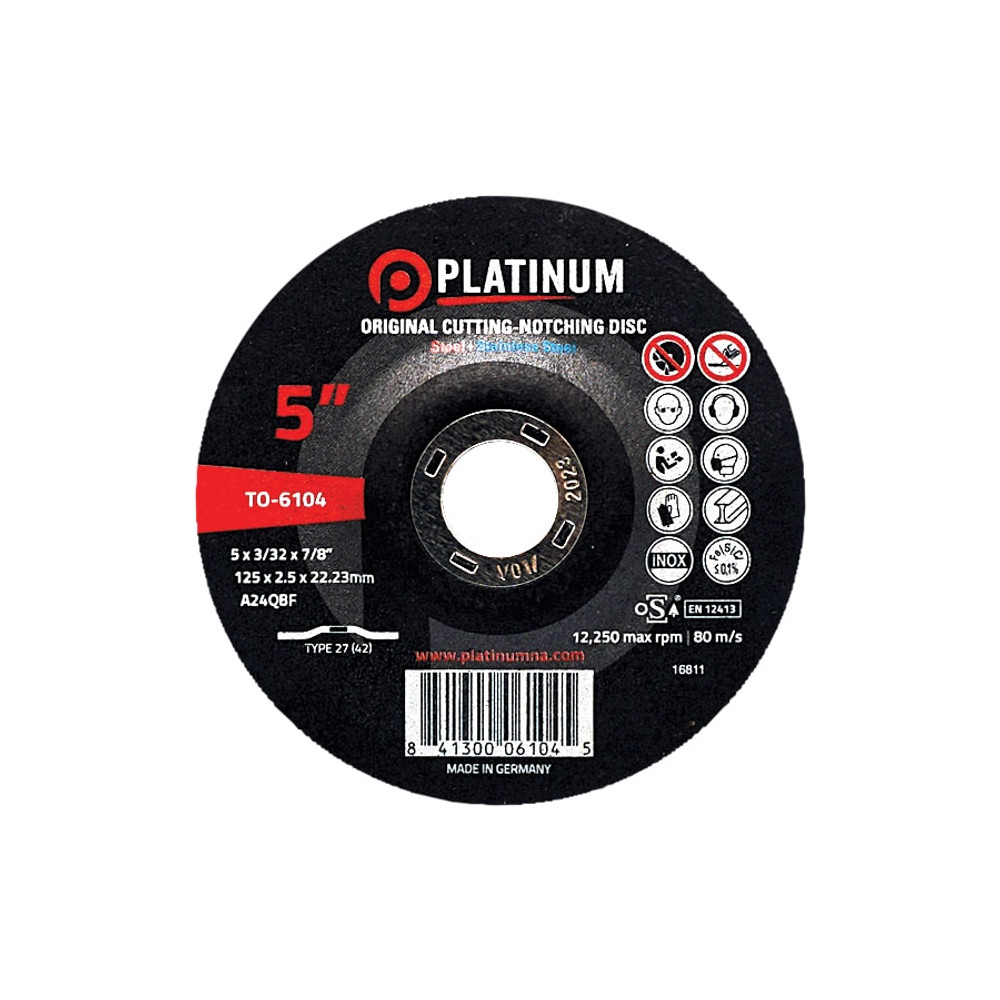 Original Cutting-Notching Disc - Type 27 - Steel/Ss - A24Qbf - 7" X 1/8" X 7/8" - 8,500 Rpm
