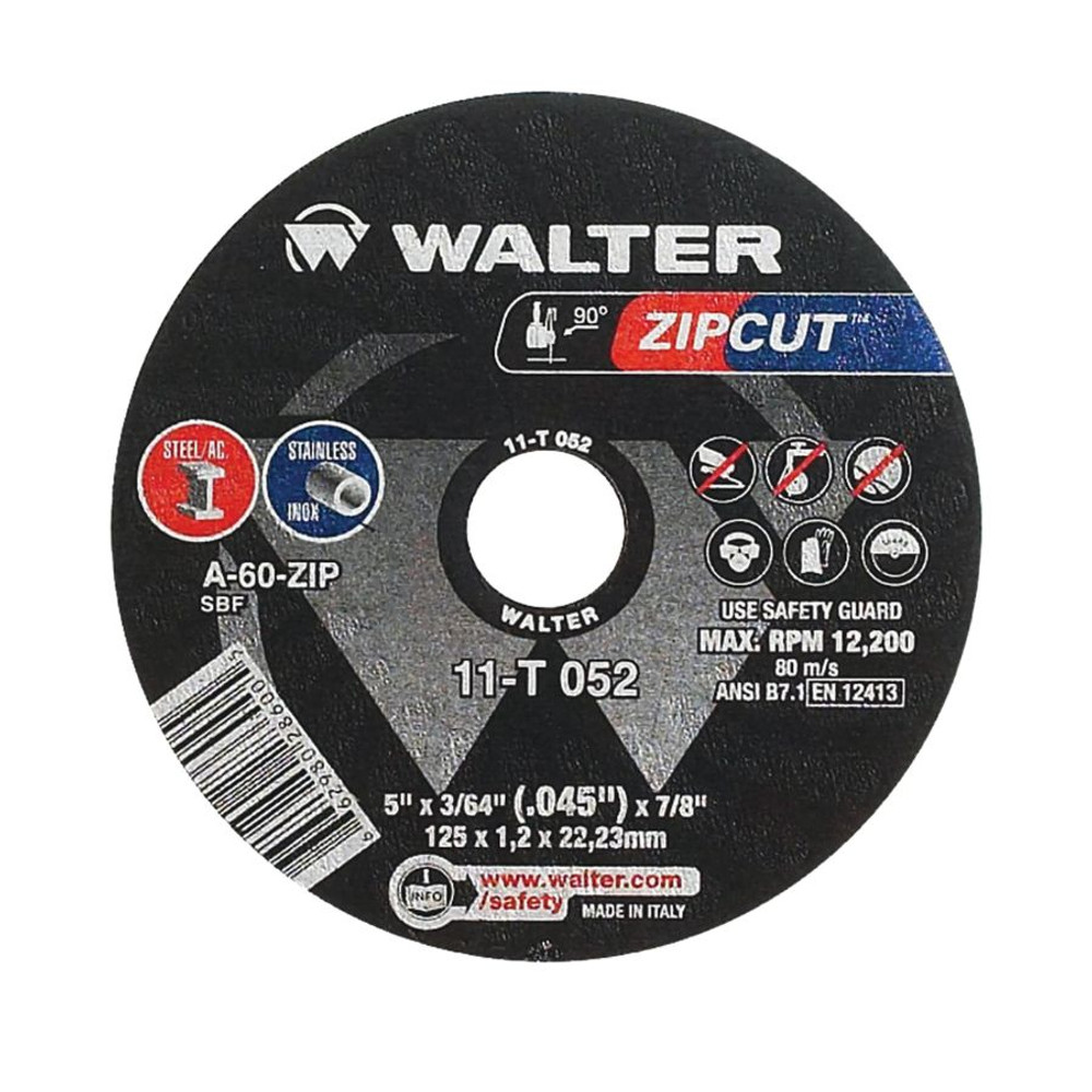 Zipcut™ Cut-Off Wheel, 5" X 3/64", 7/8" Arbor, Type 27, Aluminum Oxide, 12200 Rpm