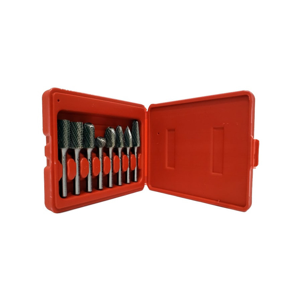 Original Carbide Burr Set - Red Plastic Case - Sa/Sb/Sc/Sd/Se/Sf/Sg/Sl - Double Cut - Regular - 1/2" X 1/4" Shank
