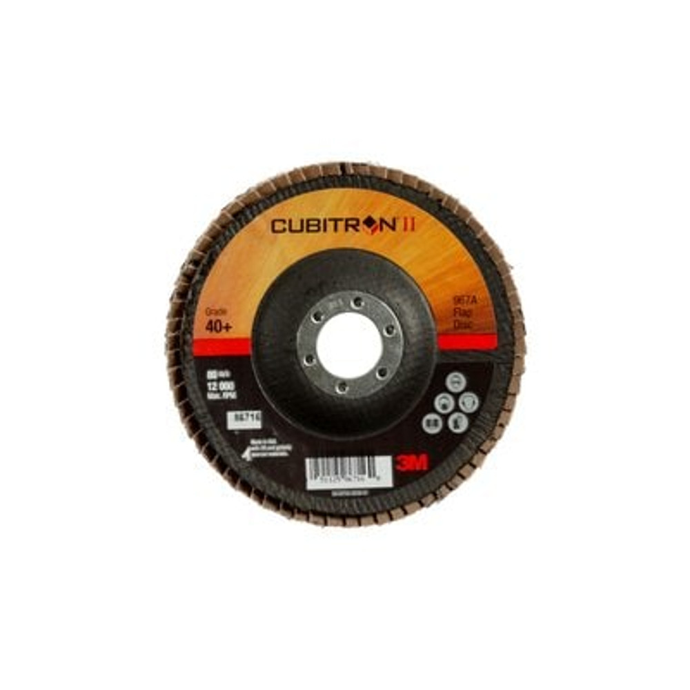 3M Cubitron II Flap Disc 967A T29 5inx7/8in 40+ Y-wt 10