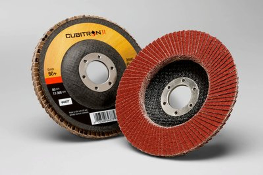 3M Cubitron II Flap Disc 969F, 40+, T27 Quick Change, 7 in x 5/8"-11,
5 ea/Case