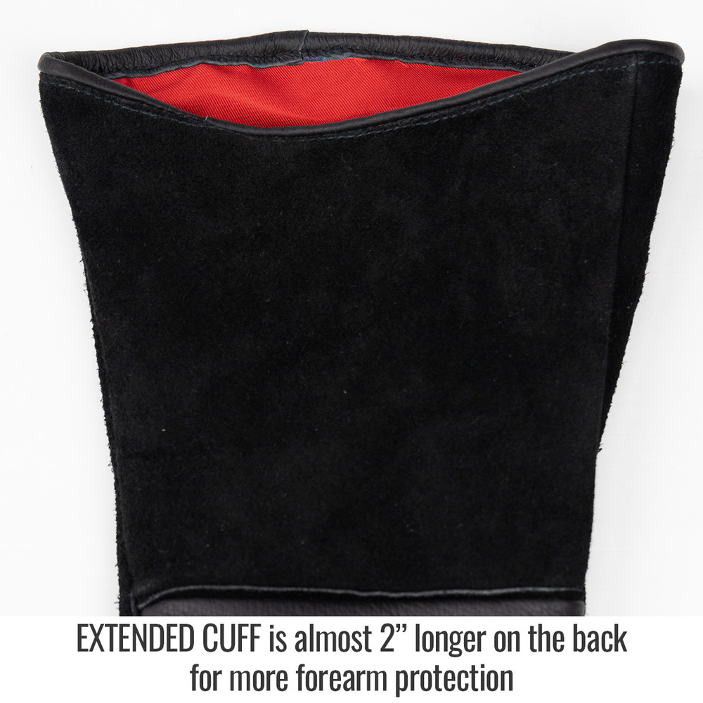 BSX GS3030-BK Extended Cuff Grain Pigskin Palm Stick Glove - SMALL