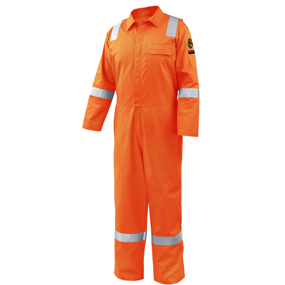 Black Stallion CF2118-OR 7 oz. AR/FR Cotton Coverall with 2” Reflective FR Tape, Orange - 4XLARGE