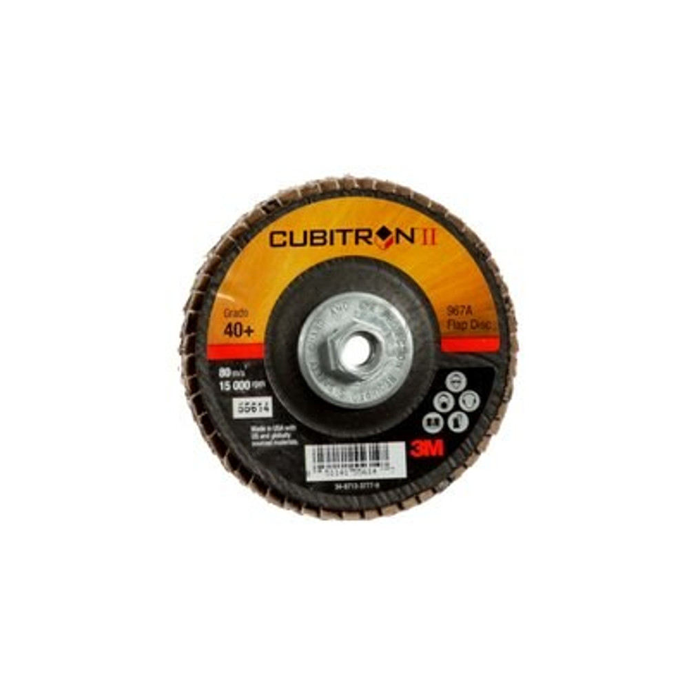 3M Cubitron II Flap Disc 967A T29 4inx3/8-24 40+ Y-wt 10
