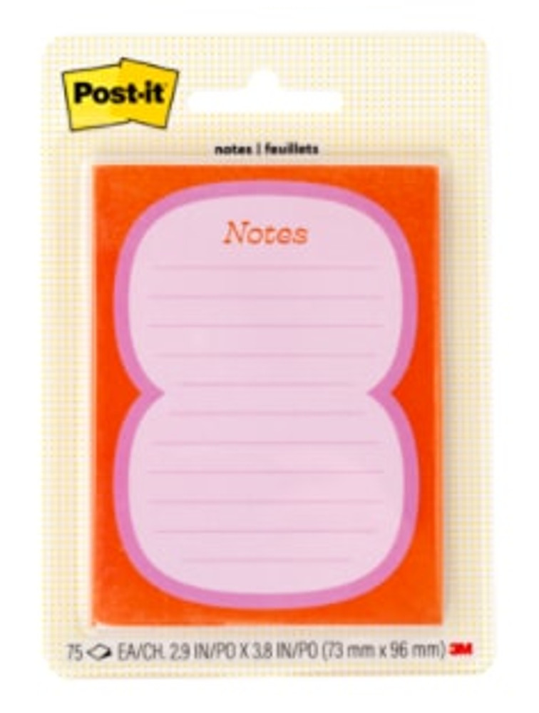 Post-it Mini List Notes W25-34-3, Orange-Pink, 73 mm x 96 mm, 75 sheet