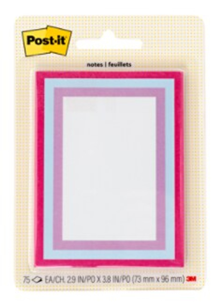 Post-it Mini List Notes W25-34-1, Pink-Blue-Purple, 73 mm x 96 mm, 75 sheet