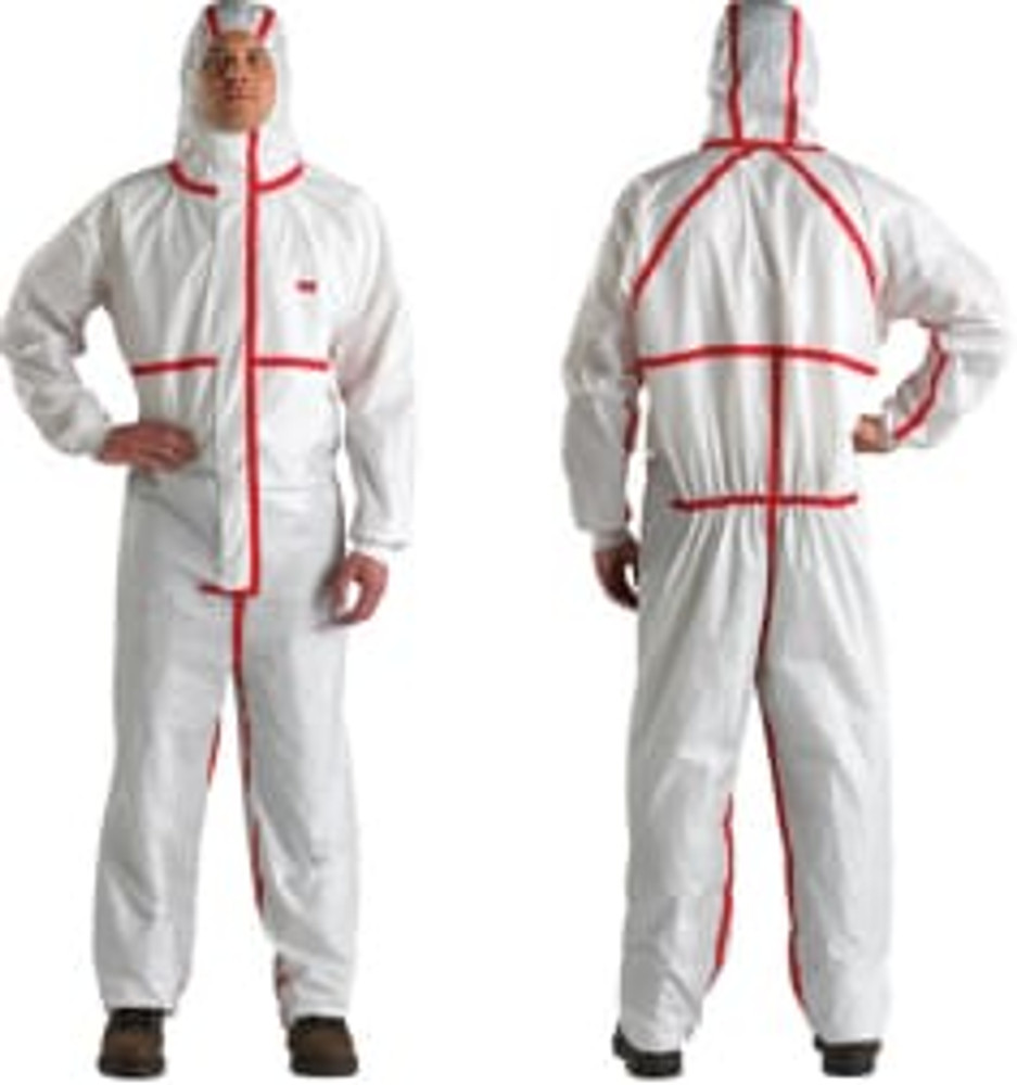 3M Chemical Protective Coverall 4565, White + Red, Type 4/5/6, XL, 20 Each/Case
