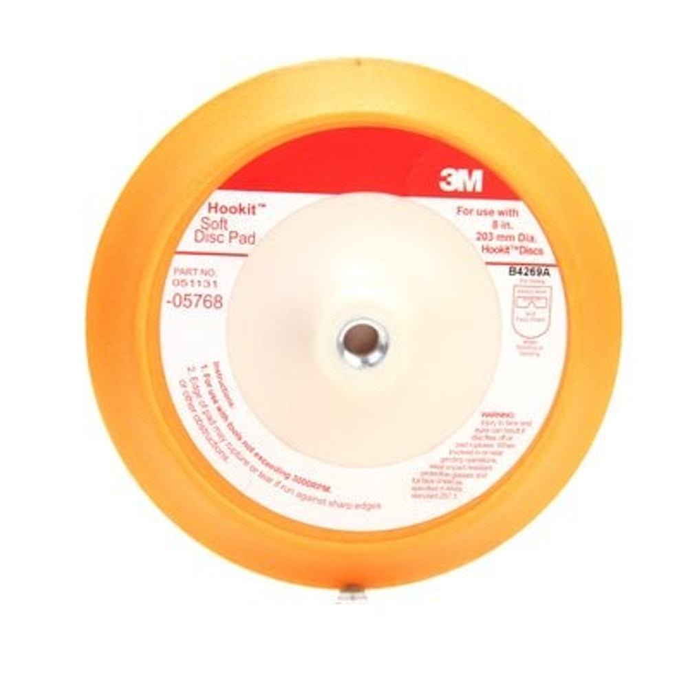 3M Hookit Soft Disc Pad, 05768, 8 inch, 1/case 5768 Industrial 3M Products & Supplies | Orange