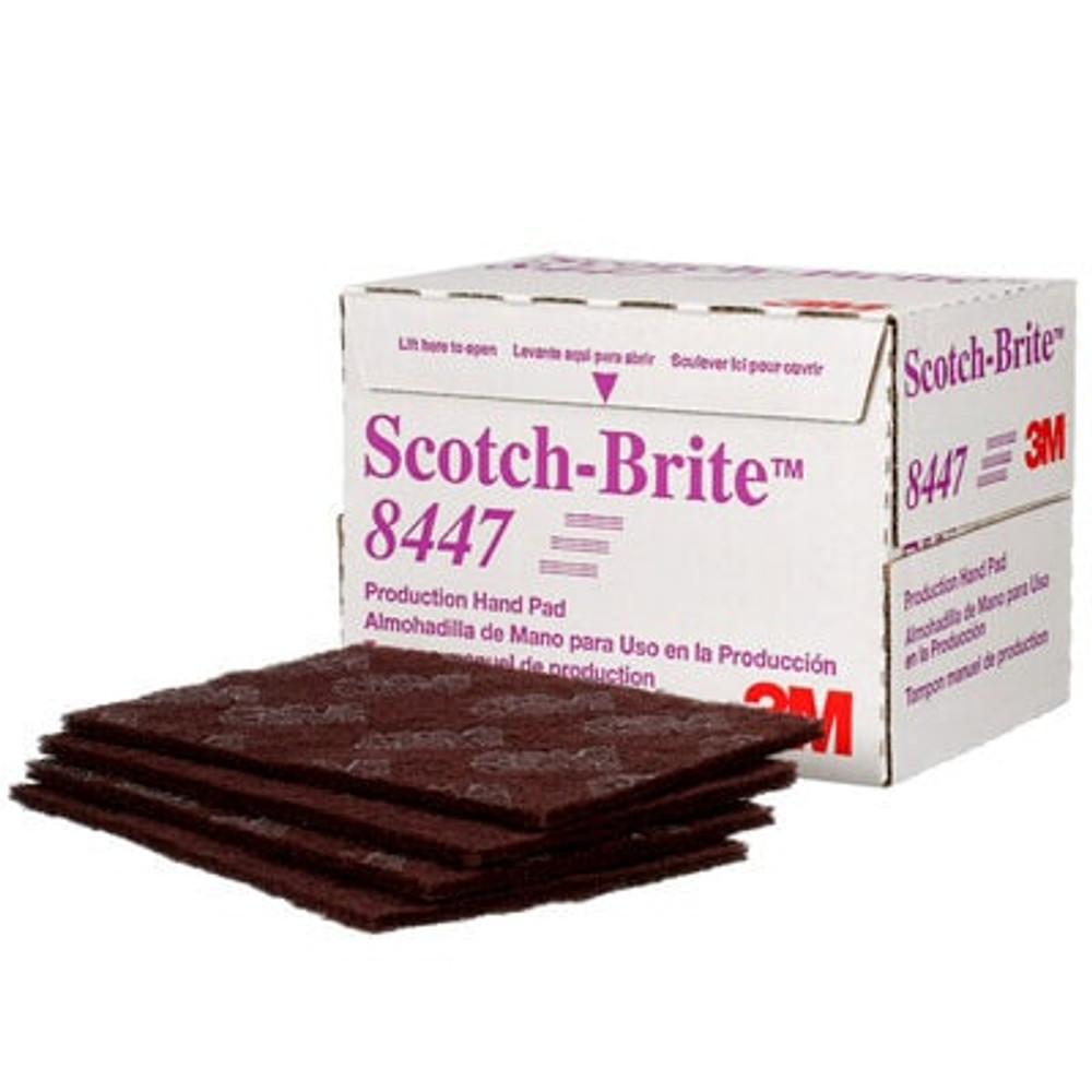 Scotch-Brite Production Hand Pad 8447, HP-HP, A/O Very Fine, Maroon, 6 in x 9 in, 20/Inner, 60 ea/Case 24037