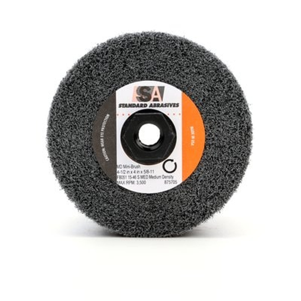 Standard Abrasives MD Mini-Brush 875704, 4-1/2 in x 4 in x 5/8-11 FB05115-46 A VFN Medium Density, 1 each/case 53872 Industrial 3M Products & Supplies