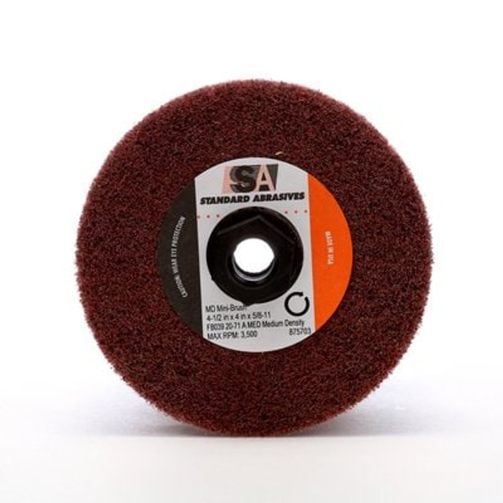 Standard Abrasives MD Mini-Brush 875703, 4-1/2 in x 4 in x 5/8-11 FB039
20-71 A MED Medium Density, 1 ea/Case