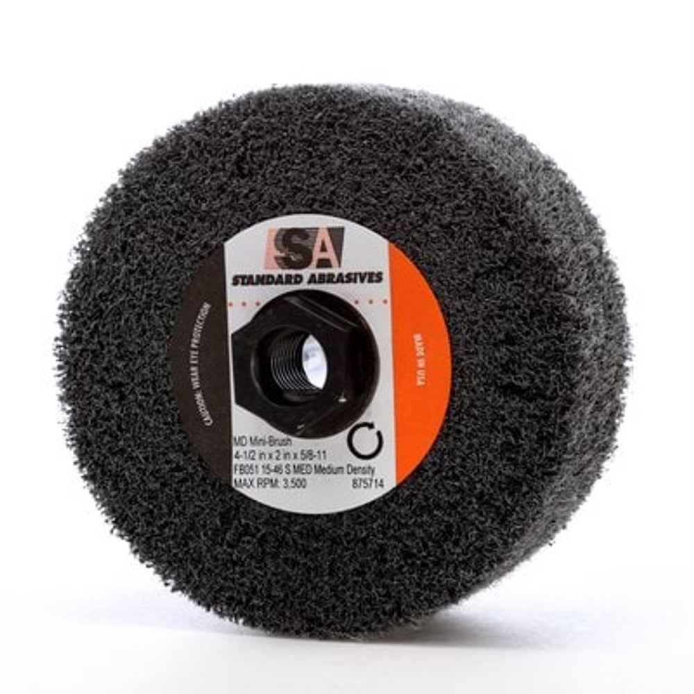 Standard Abrasives MD Mini-Brush 875702, 4-1/2 in x 4 in x 5/8-11 FB036A XCS Medium Density, 1 each/case 53870 Industrial 3M Products & Supplies |