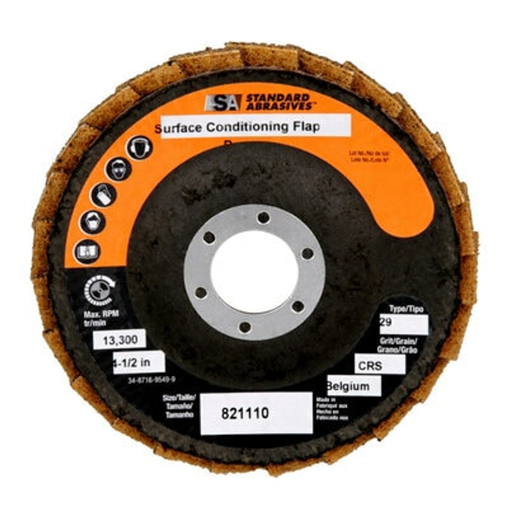 Standard Abrasives Surface Conditioning Flap Disc, 821110, 4-1/2 in x 7/8 in CRS