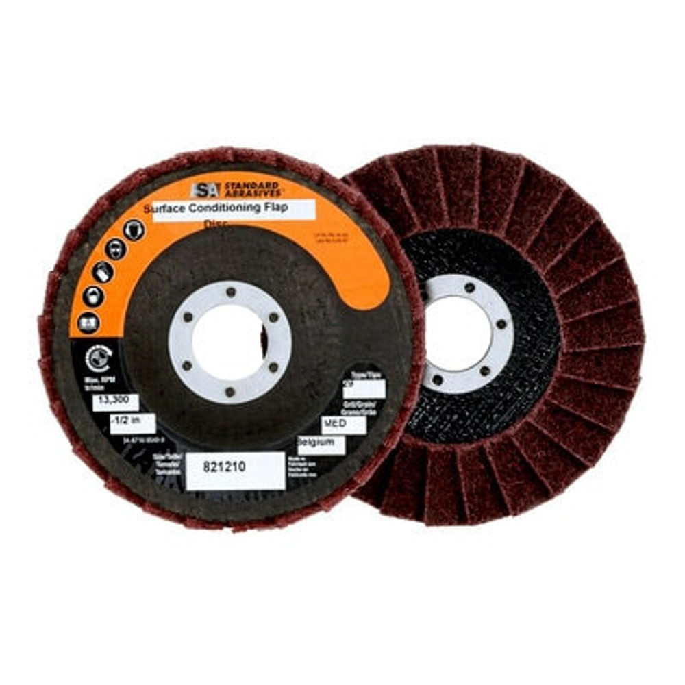 Standard Abrasives Surface Conditioning Flap Disc, 821210, 4-1/2 in x 7/8 in MED