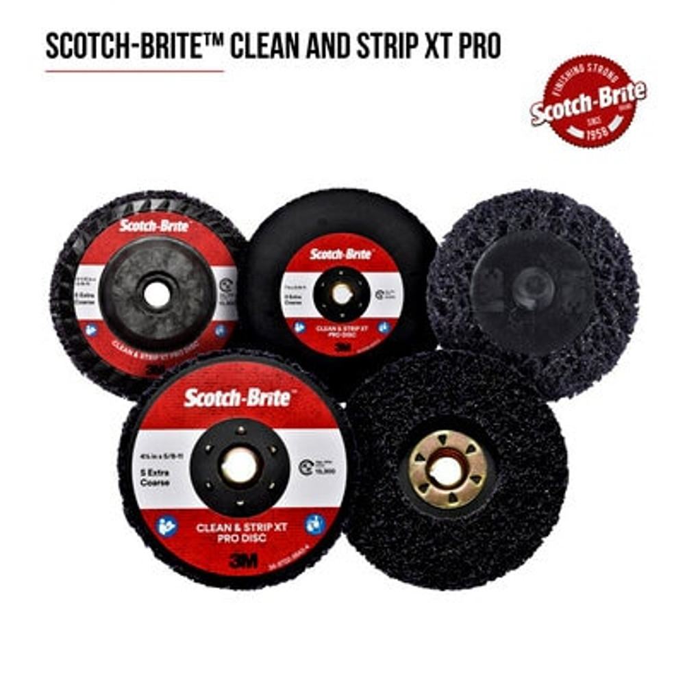 Scotch-Brite Clean and Strip XT Pro Disc, XO-DC, SiC Extra Coarse,Purple, 4-1/2 in x 7/8 in, Type 27, 10 ea/Case 5586