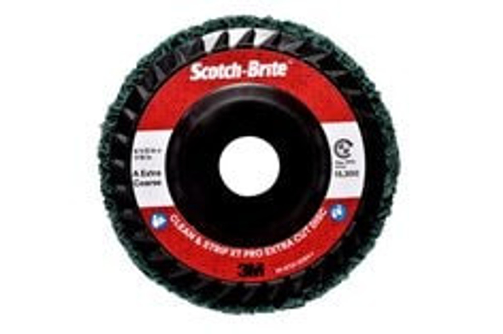 Scotch-Brite Clean and Strip XT Pro Extra Cut Disc, XC-DC, A/O ExtraCoarse, Green, 4-1/2 in x 7/8 in, Type 27, 10 ea/Case 21032
