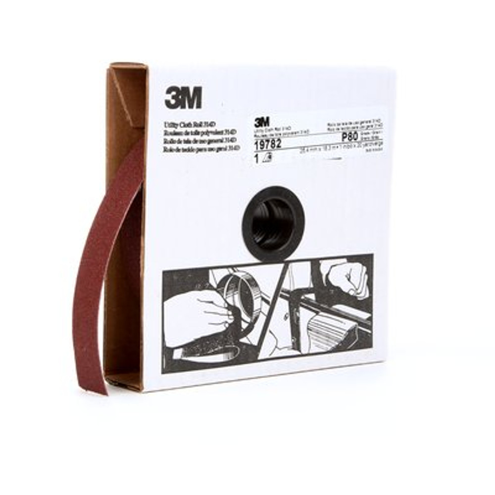 3M Utility Cloth Roll 314D, 1 in x 20 yd P80 J-weight