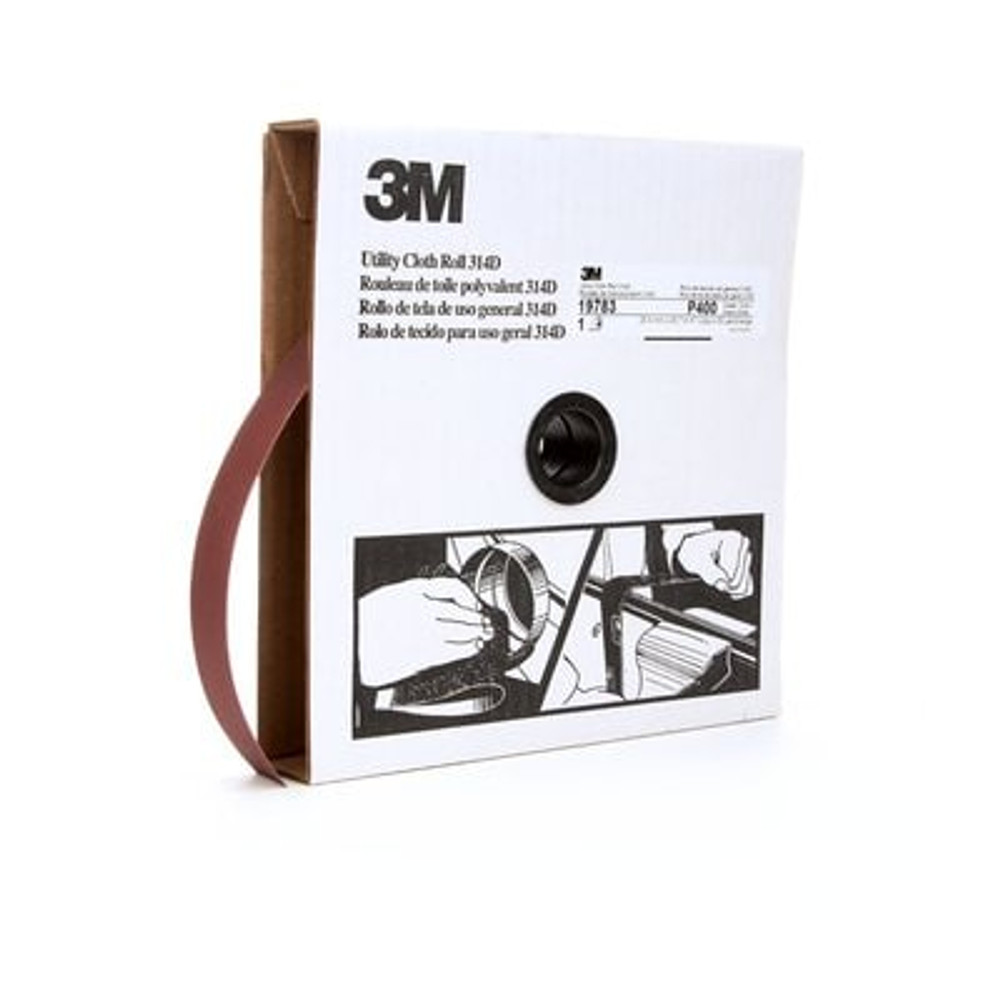 3M Utility Cloth Roll 314D, 1 in x 50 yd P400 J-weight