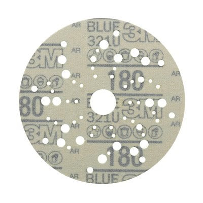 3M Hookit Blue Abrasive Disc 321U Multi-hole, 36161, 5 in, 180, 50
discs per carton, 4 cartons per case