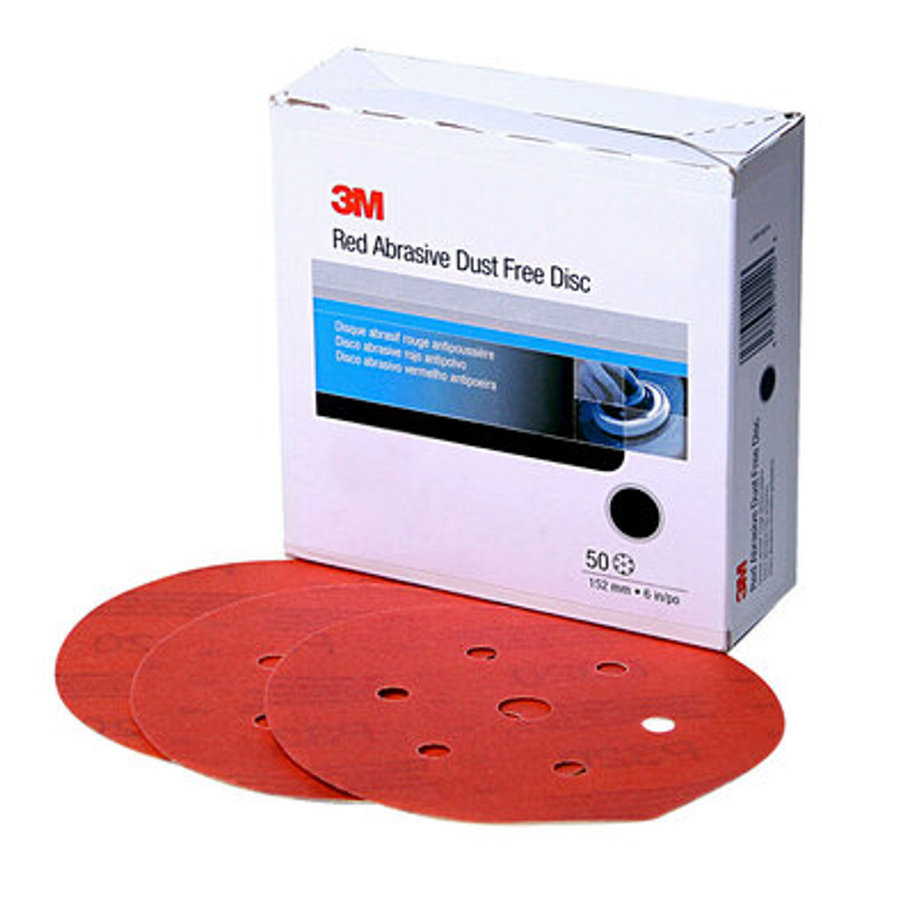 3M Hookit Red Abrasive Disc, 01191, 6 in, P500, 50 discs per carton, 6
cartons per case