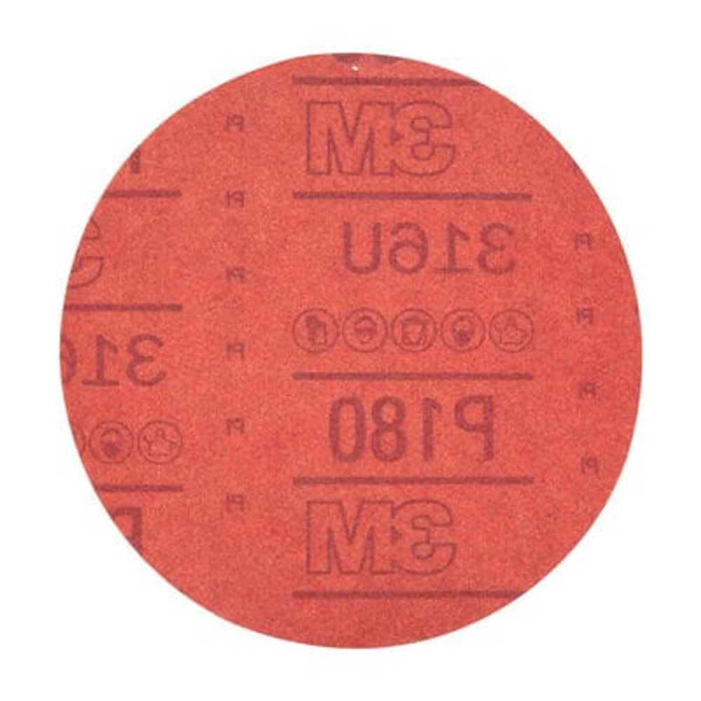 3M Hookit Abrasive Disc, 01222, 6 in, P180, 50 discs/carton, 6 cartons/case 1222 Industrial 3M Products & Supplies | Red
