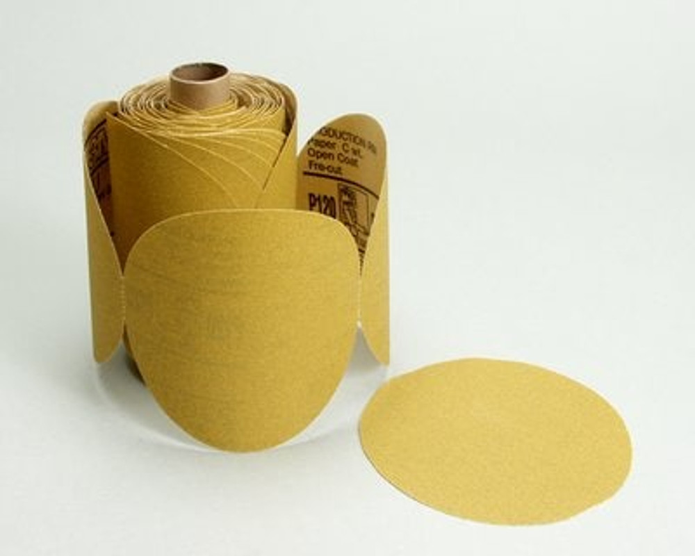 3M Stikit Paper Disc Roll 236U, P100 C-weight, 5 in x NH, Die 500X,
100 Discs/Roll, 4 Rolls/Case