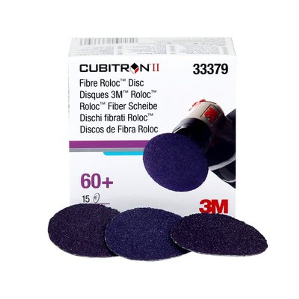 3M Cubitron II Roloc Fibre Disc 786C, 33379, 2 in (50 mm), 60+, 15discs/carton, 6 cartons/case 33379 Industrial 3M Products & Supplies | Purple