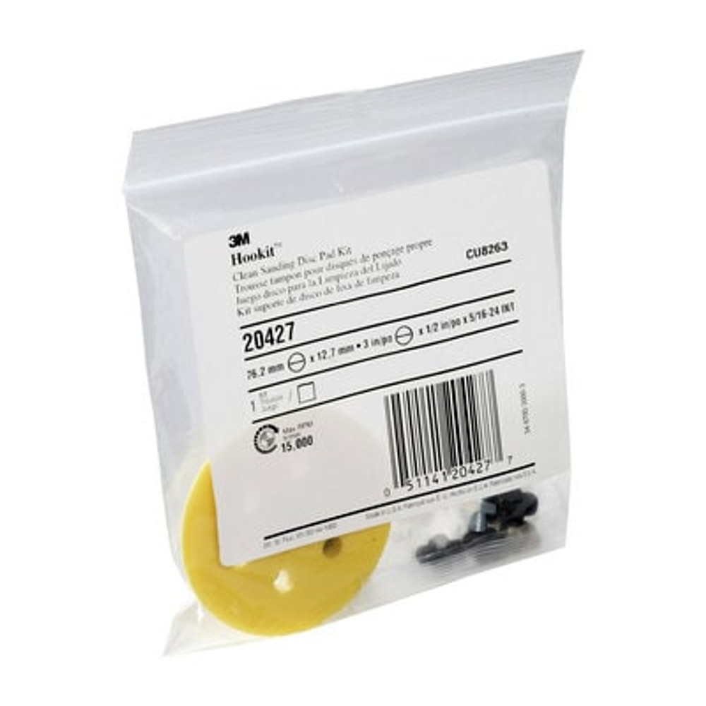 3M Clean Sanding Disc Pad Kit, 20427, 3 in, 5 kits/case 20427 Industrial 3M Products & Supplies | Yellow