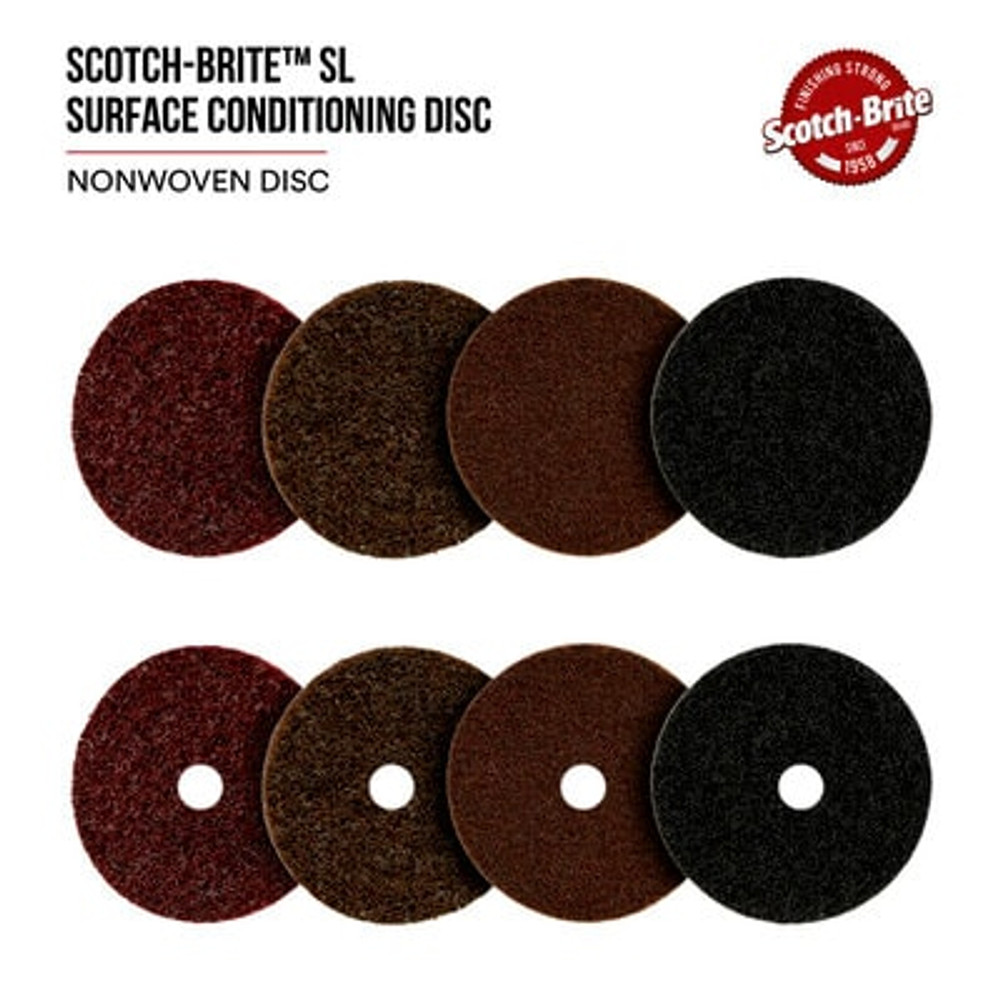 Scotch-Brite SL Surface Conditioning Disc, SL-DH, A/O Coarse, 4-1/2 in x NH, 50 each/case 33808 Industrial 3M Products & Supplies | Brown