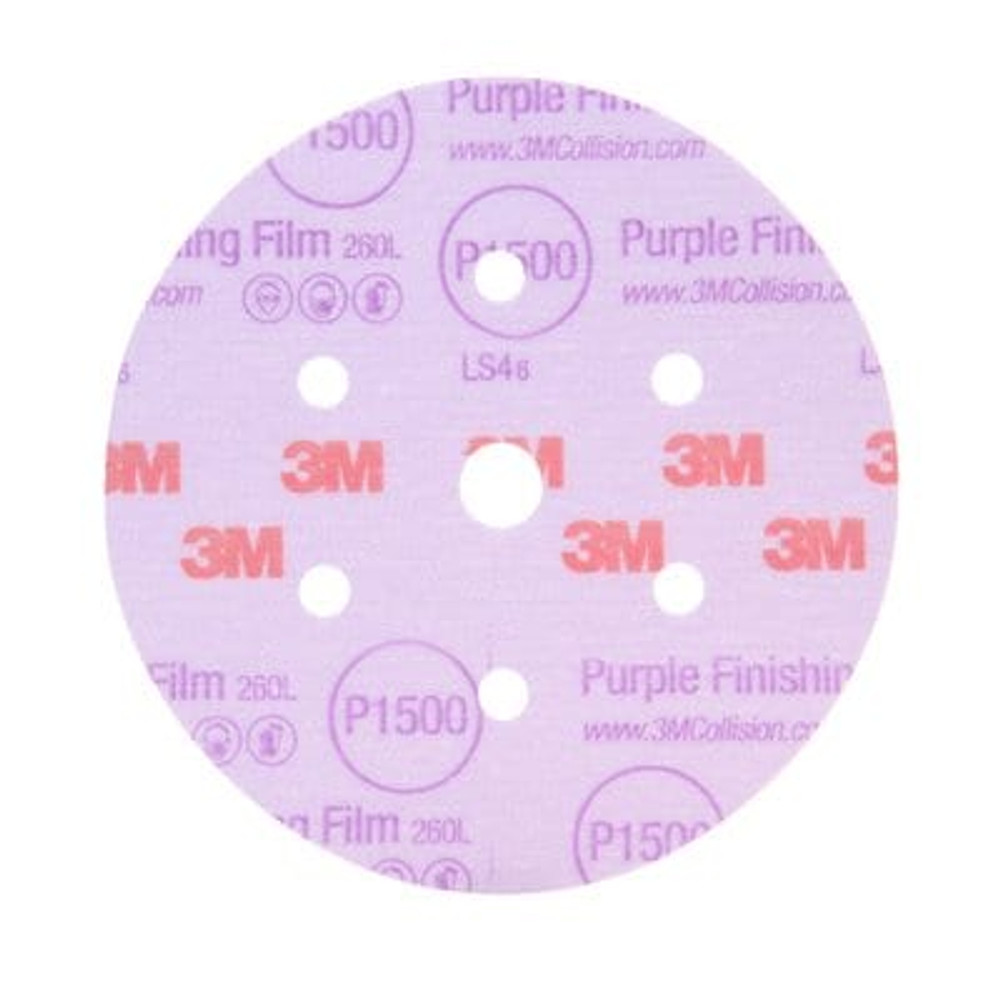 3M Hookit Finishing Film Abrasive Disc 260L, 30369, 3 in, P1000, 50 discs/carton, 4 cartons/case 30369 Industrial 3M Products & Supplies | Purple