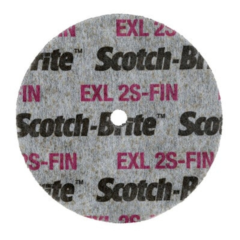 Scotch-Brite EXL Unitized Wheel, XL-UW, 2S Fine, 3 in x 1 in x 3/8 in,10 each/case 30572 Industrial 3M Products & Supplies | Gray