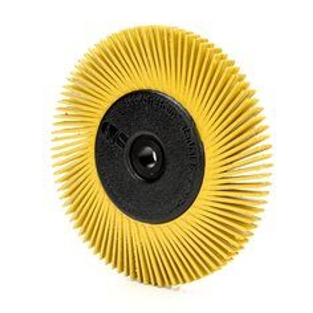 Scotch-Brite Radial Bristle Brush, 6 in x 1/2 in x 1 in 80 With Adapter, 5 each/case 27606 Industrial 3M Products & Supplies | Yellow