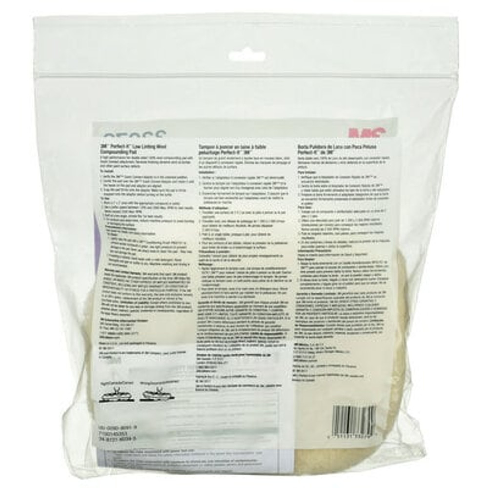 3M Perfect-It Low Linting Wool Compounding Pad, 33279, 9 in, 6 per
case