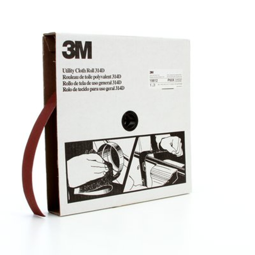 3M Utility Cloth Roll 314D, P60 X-weight, 1-1/2 in x 50 yd, 5 ea/Case