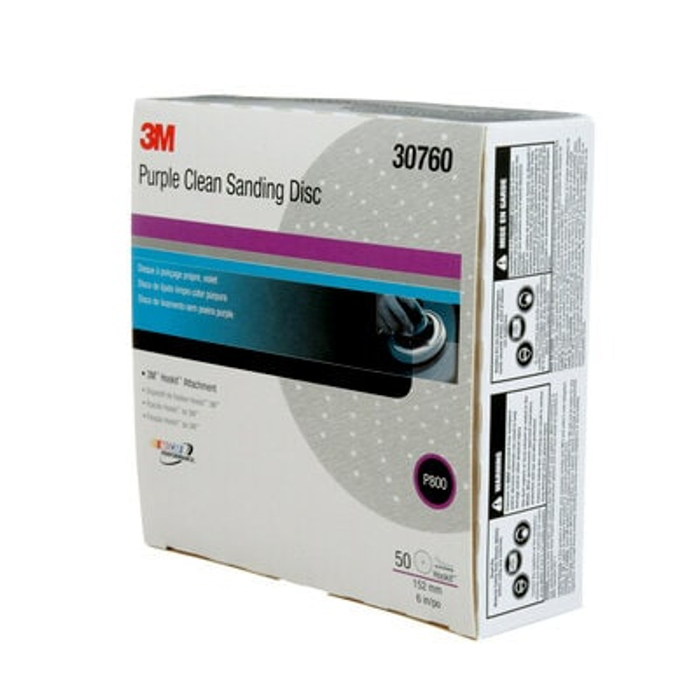 3M Hookit Clean Sanding Disc 334U, 30760, 6 in, P800 grade, 50discs/carton, 4 cartons/case 30760 Industrial 3M Products & Supplies | Purple
