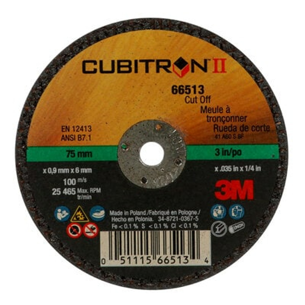 3M Cubitron II Cut-Off Whl T1,(66513) 3x.035x1/4in