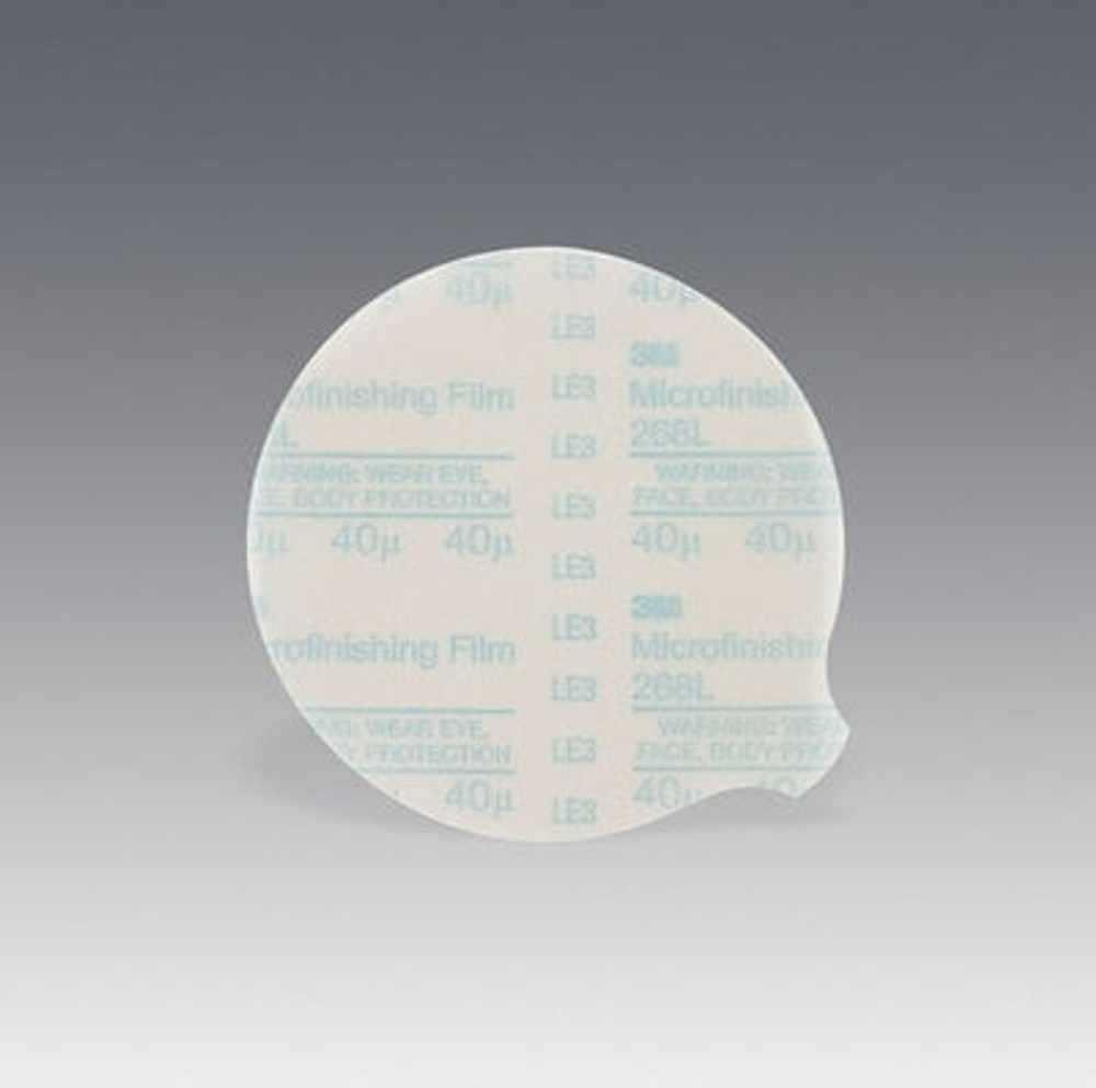 3M Microfinishing PSA Film Disc Roll 268L, 5 in x NH x 125, 50 Micron,
Type D, Die 500X