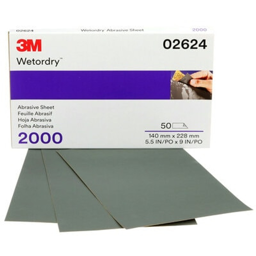 3M Wetordry Abrasive Sheet, 02624, 2000, heavy duty