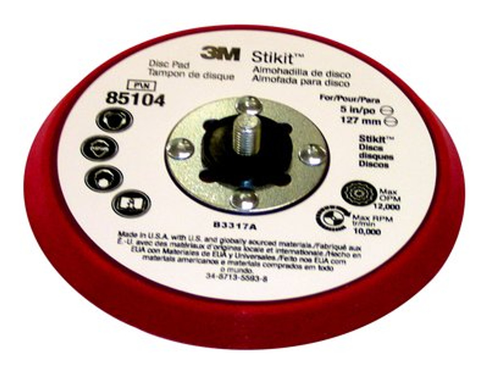 3M Stikit LP Disc Pad 85104, Red Foam, 5"x3/8" 5/16-24 Ext