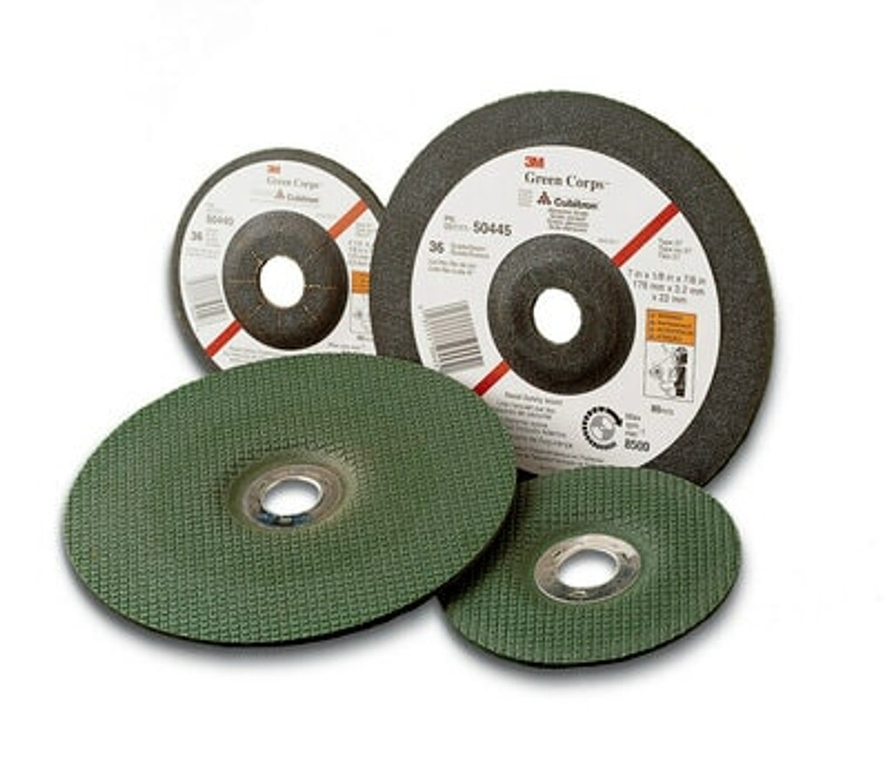 3M Corps Depressed Center Grinding Wheel, 24 4-1/2 in x 1/4 in x7/8 in, 10/inner, 40/case 55991 Industrial 3M Products & Supplies | Green