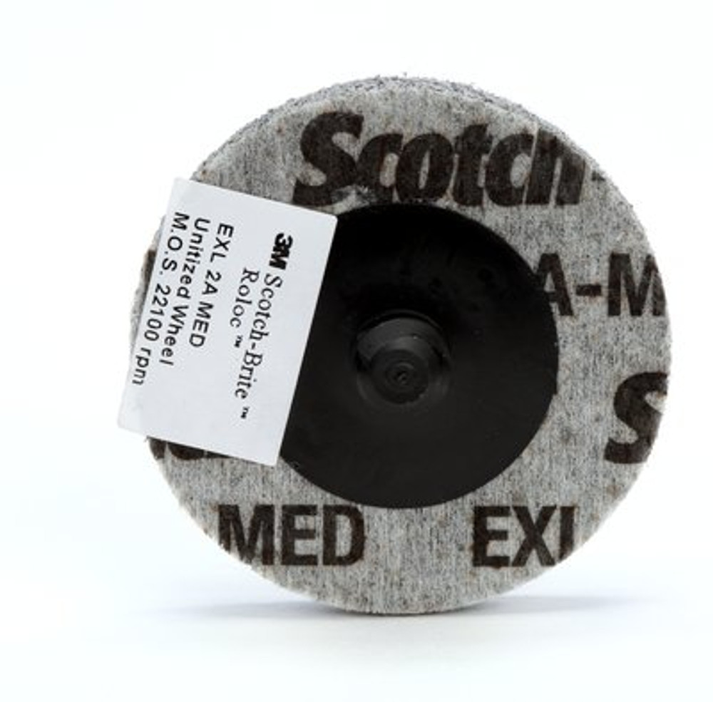 Scotch-Brite Roloc EXL Unitized Wheel, XL-UR, 2A Medium, TR, 2 in,
15/Carton, 60 ea/Case