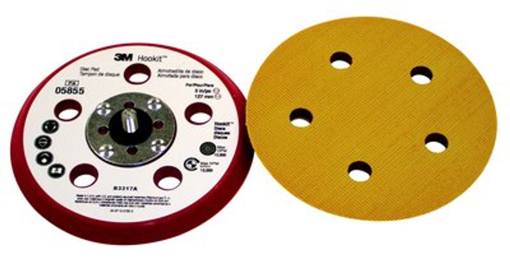 3M Hookit D/F LP Backup Pad 05855, 5 in x 3/8 in 5/16-24 Ext