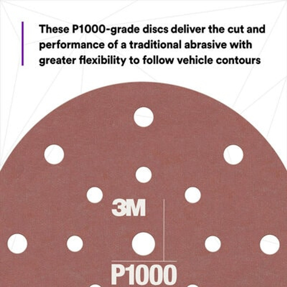 3M Hookit Flexible Abrasive Disc 270J, 34407, 6 in, Dust Free, P1000.25 disc per carton, 5 cartons/case 34407 Industrial 3M Products & Supplies | Red