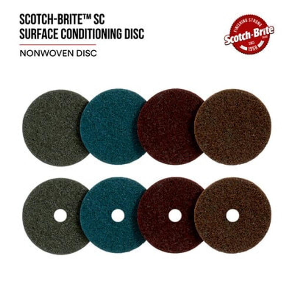 Scotch-Brite Surface Conditioning Disc, SC-DH, A/O Medium, 6 in x NH,50 each/case 3928 Industrial 3M Products & Supplies | Maroon