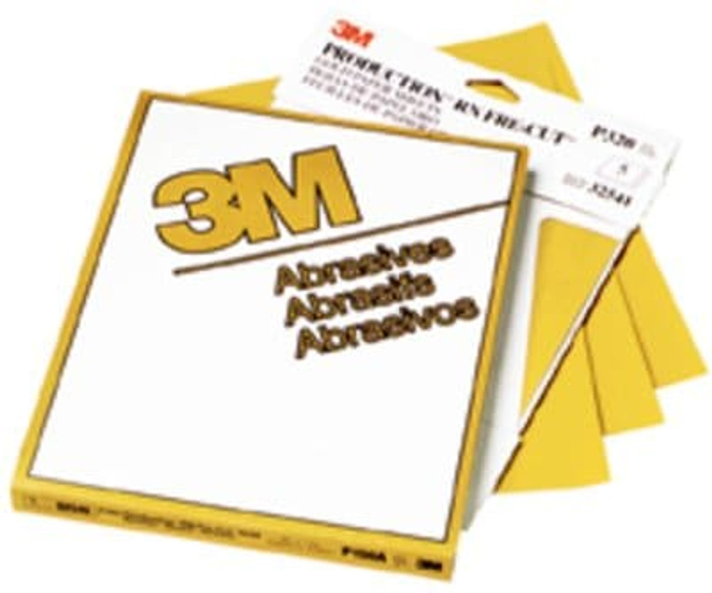 3M Gold Abrasive Sheet, 02547, P120 grade, 9 in x 11 in, 50 sheets per
pack, 5 packs per case