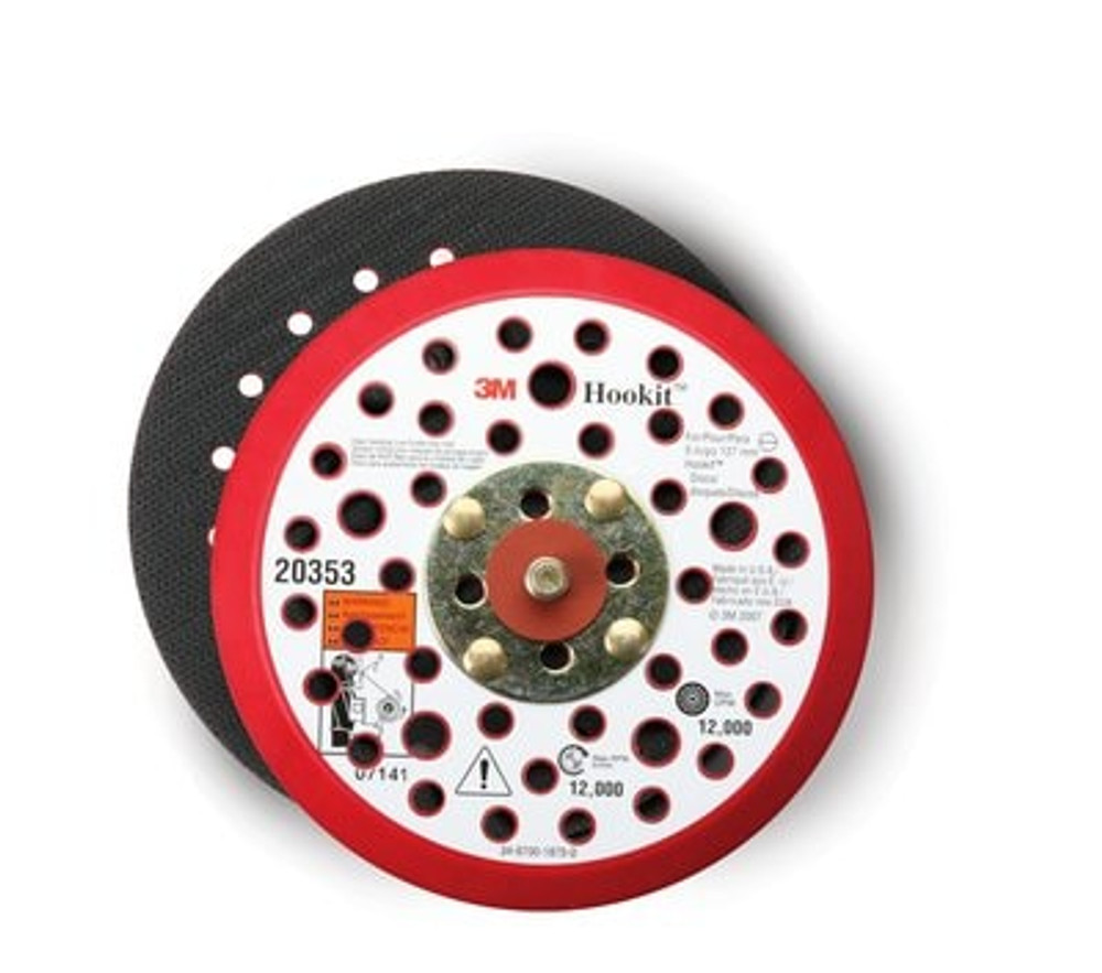 3M Hookit Low Profile Disc Pad 20352, 5 in x 3/8 in x 5/16-24External, 10 each/case 20352 Industrial 3M Products & Supplies | Red