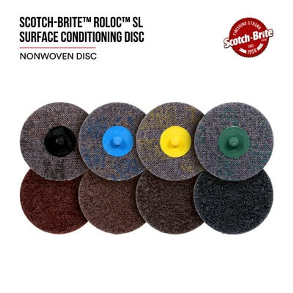 Scotch-Brite Roloc SL Surface Conditioning Disc, SL-DR, A/O Coarse, TR, 2 in, 50/inner, 200 each/case 33793 Industrial 3M Products & Supplies | Brown